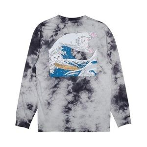 Gray Acid Wash Ripndip Longsleeve